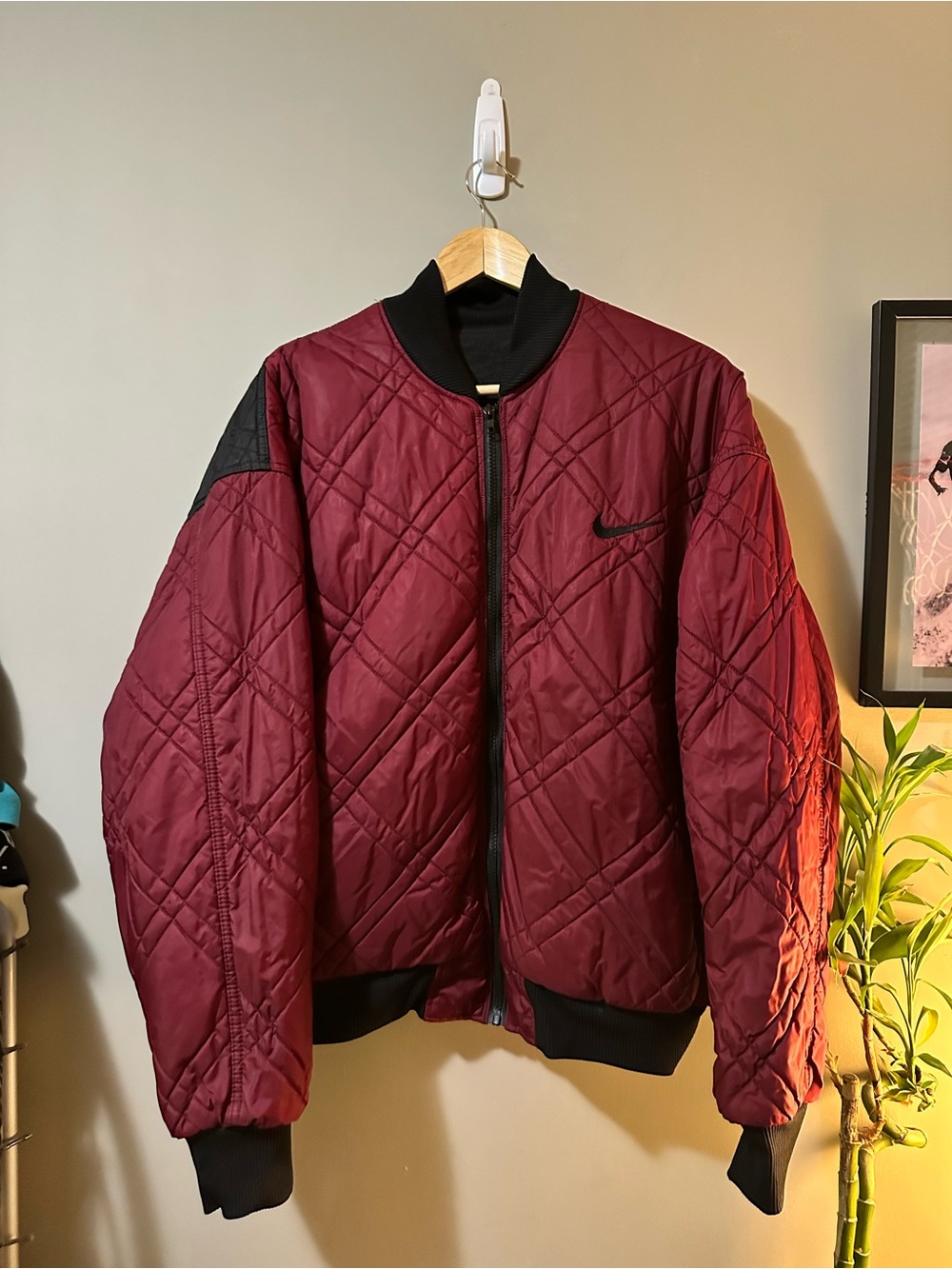 Vintage Nike Reversible Men's Quilted Bomber Jacket